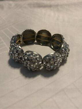 Crystal Pave Stretch Bracelet - Silver Tone